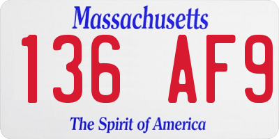 MA license plate 136AF9