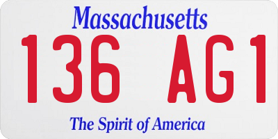 MA license plate 136AG1