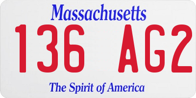 MA license plate 136AG2