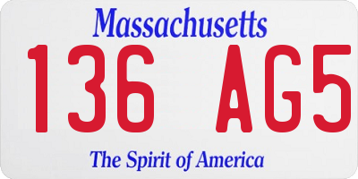 MA license plate 136AG5