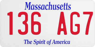 MA license plate 136AG7