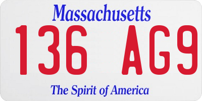 MA license plate 136AG9