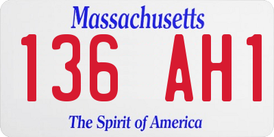 MA license plate 136AH1