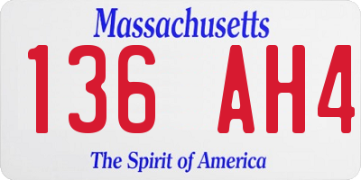MA license plate 136AH4