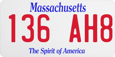 MA license plate 136AH8