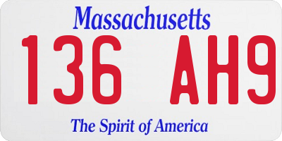MA license plate 136AH9