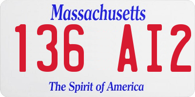 MA license plate 136AI2