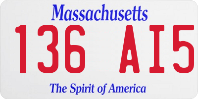 MA license plate 136AI5