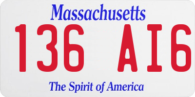 MA license plate 136AI6