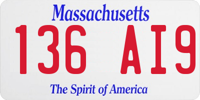 MA license plate 136AI9