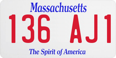MA license plate 136AJ1