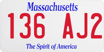 MA license plate 136AJ2
