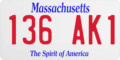 MA license plate 136AK1
