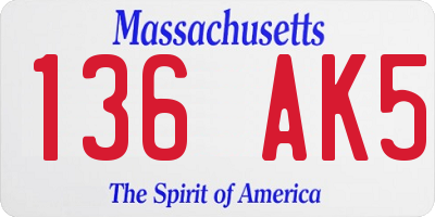 MA license plate 136AK5