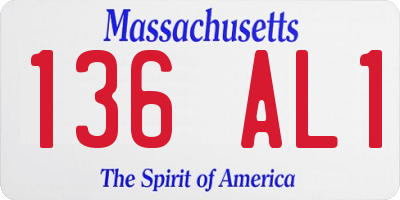 MA license plate 136AL1