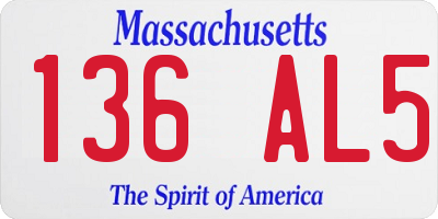 MA license plate 136AL5