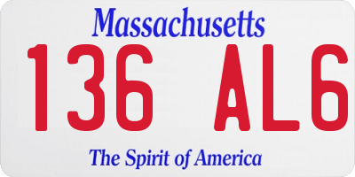 MA license plate 136AL6