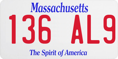 MA license plate 136AL9