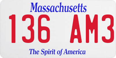 MA license plate 136AM3