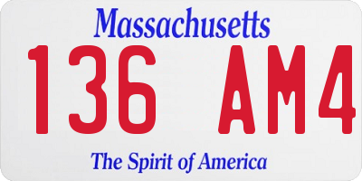 MA license plate 136AM4