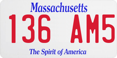 MA license plate 136AM5
