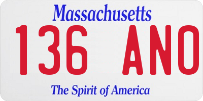 MA license plate 136AN0