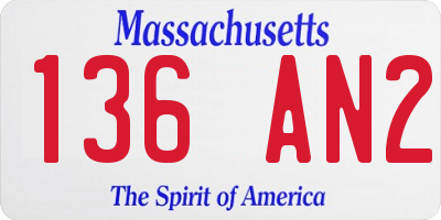 MA license plate 136AN2