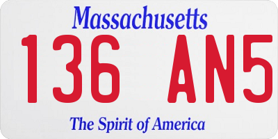 MA license plate 136AN5