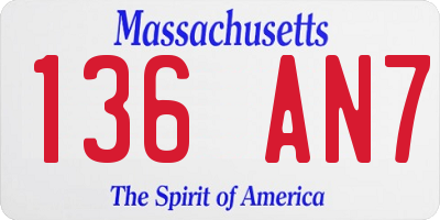 MA license plate 136AN7