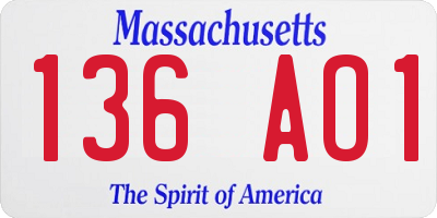 MA license plate 136AO1