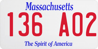MA license plate 136AO2