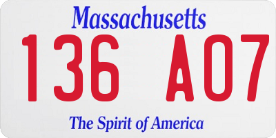 MA license plate 136AO7