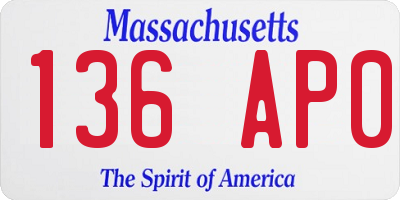 MA license plate 136AP0