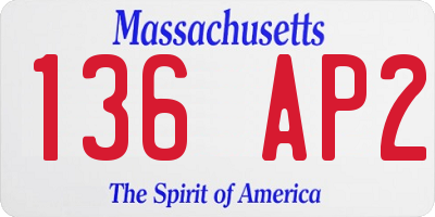 MA license plate 136AP2