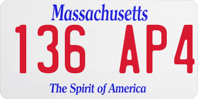 MA license plate 136AP4