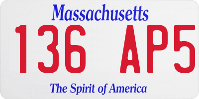 MA license plate 136AP5