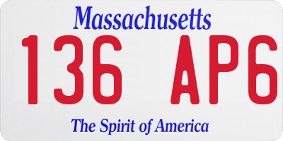 MA license plate 136AP6