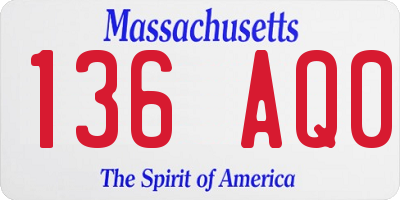 MA license plate 136AQ0