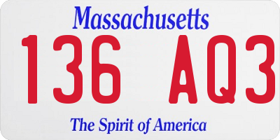 MA license plate 136AQ3