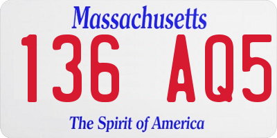 MA license plate 136AQ5