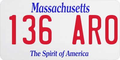 MA license plate 136AR0