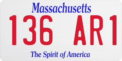 MA license plate 136AR1