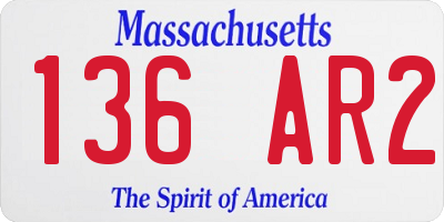 MA license plate 136AR2