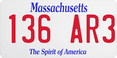 MA license plate 136AR3