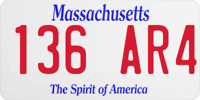 MA license plate 136AR4