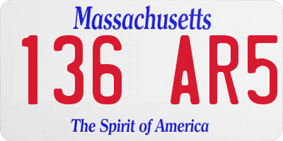 MA license plate 136AR5