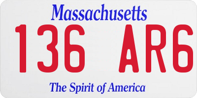 MA license plate 136AR6
