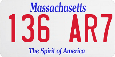 MA license plate 136AR7