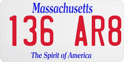 MA license plate 136AR8