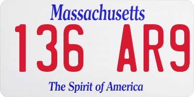 MA license plate 136AR9